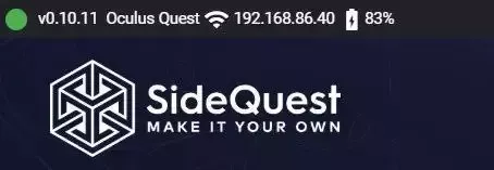 В верхней левой части SideQuest должна появиться зеленая точка.